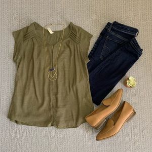 Olive green crepe blouse